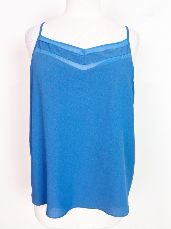 1. State Tops - 1. STATE BLUE SLEEVELESS TANK TOP WITH SHEER PANELS WOMENS SZ LARGE